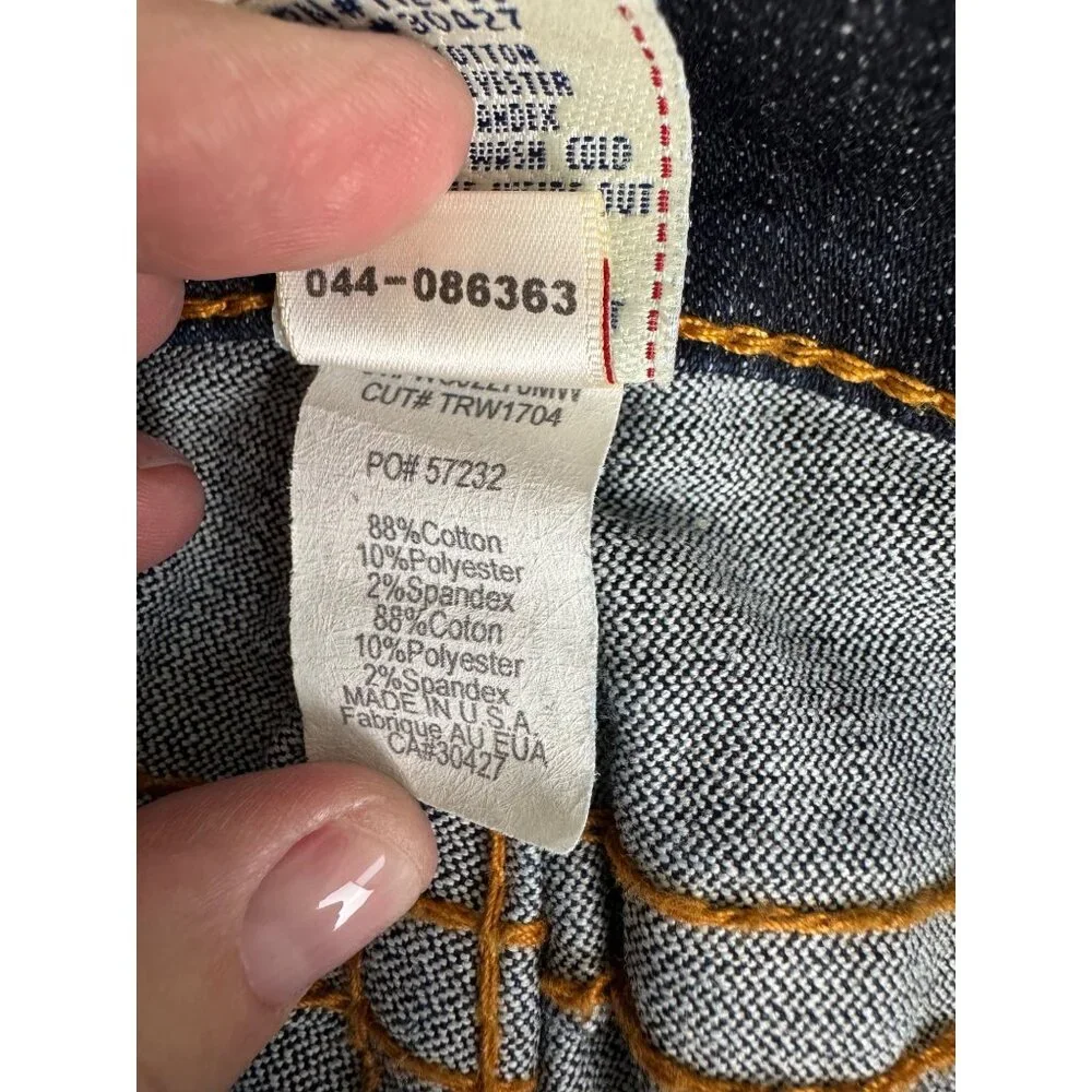 True Religion Bobby Womens 25 Dark Wash Flare Jeans NWOT White Gold Tag Made-USA - Picture 8 of 16